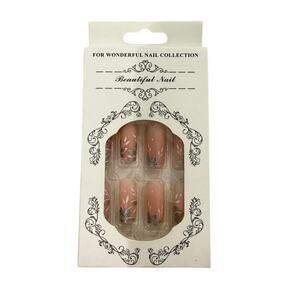 Medium Square Silver Floral Press On Nails​​